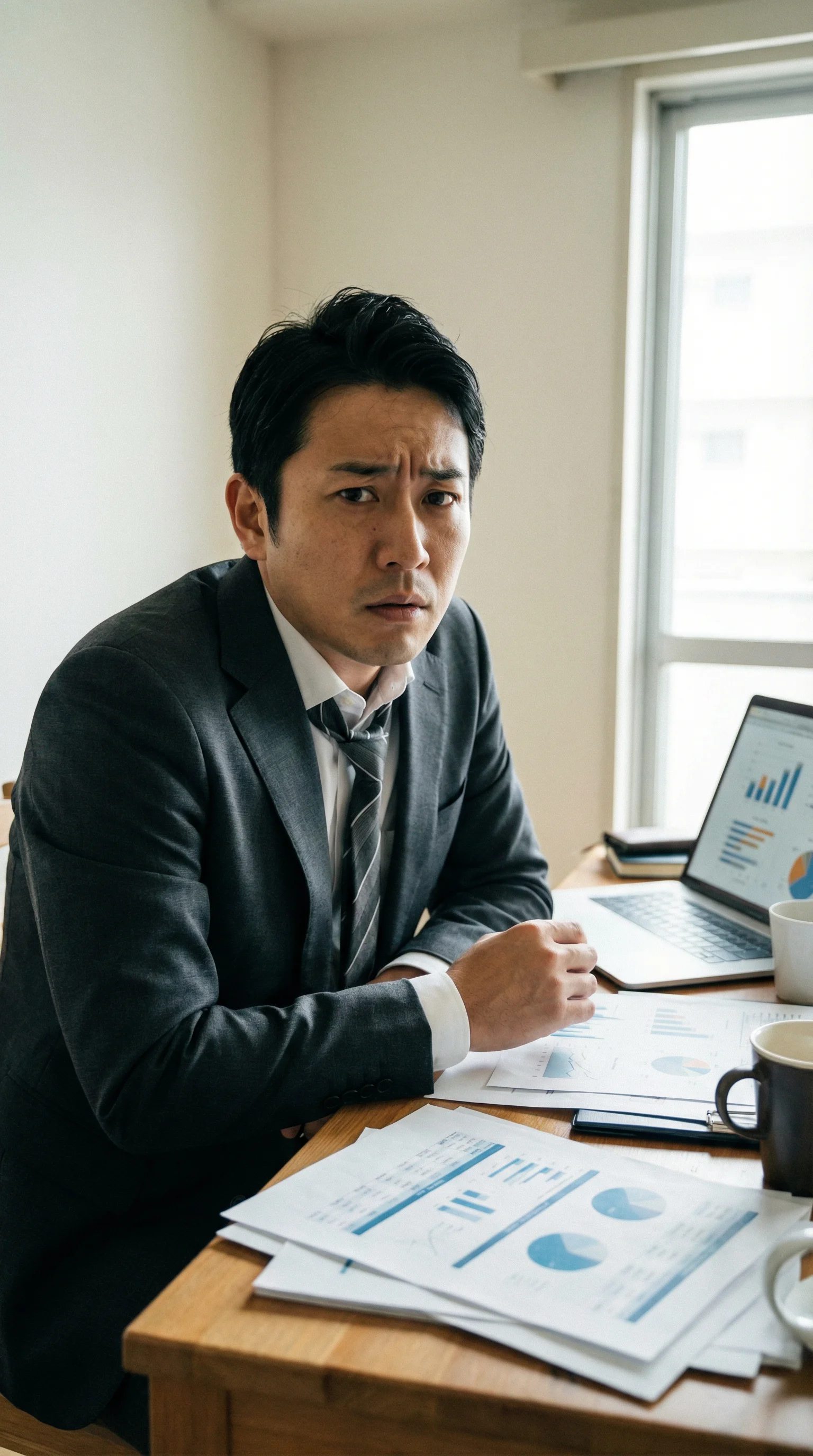 将来に不安を抱える男性